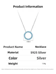 Macro view of S925 silver necklace with circular pendant and turquoise gemstone details
