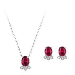 925 Sterling Silver Red Zirconia Goldfish Jewelry Set For Women Minimalist Animal Pendant Necklace Stud Earrings Gift