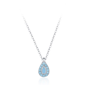 Elegant S925 sterling silver necklace with light blue teardrop turquoise pendant