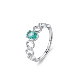 Elegant S925 sterling silver ring with oval turquoise gemstone and hollow circular band