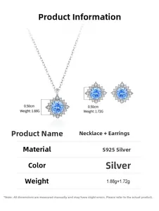 Spécifications de taille pour l'ensemble bijoux tournesol en argent S925