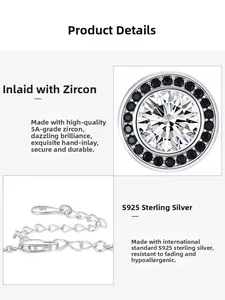 Détail de la chaîne en argent S925 avec zircon 5A et fermoir mousqueton