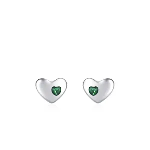 S925 Sterling Silver Green Heart Zirconia Stud Earrings Small Elegant Heart Shaped Fashion Jewelry For Women Dating Gift