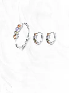 Detailed shot of S925 sterling silver set with colorful heart-shaped gemstones
