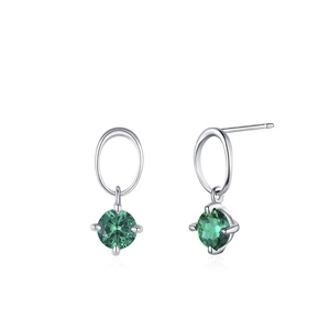 Elegant S925 sterling silver emerald green cubic zirconia stud earrings for women