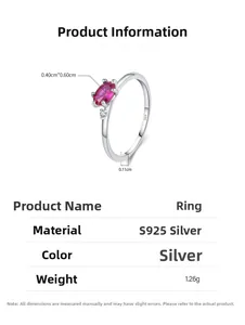 Detail specifications of 925 sterling silver ring with oval ruby gemstone and side diamond