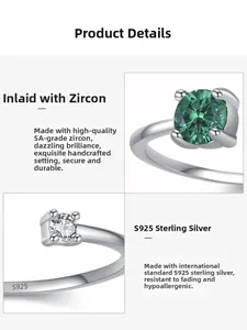 Détail macro de la bague en argent 925 avec zircon émeraude et sertissage à 4 griffes