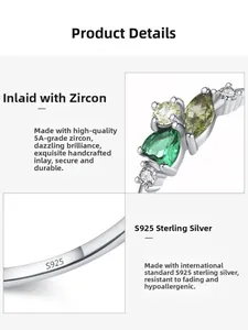 Macro detail of S925 sterling silver ring featuring colorful zircon stones and S925 hallmark