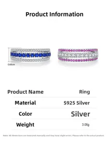 Detailed technical diagram of hollow 925 sterling silver ring showing 0.60cm width and 3.06g weight