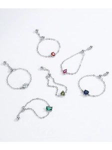 Verstellbare Ringe aus 925 Sterlingsilber mit bunten Zirkonia-Steinen im Set