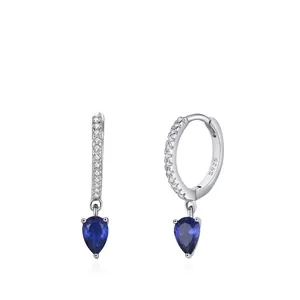 Orecchini a Goccia in Argento Sterling 925 Blu Reale per Donna Eleganti Orecchini a Cerchio con Pietra a Forma di Pera Intarsiata di Zirconia Gioielli di Moda