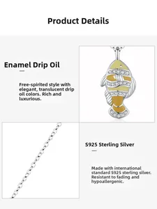 Close-up of S925 sterling silver clownfish pendant with enamel stripes and zircon stones