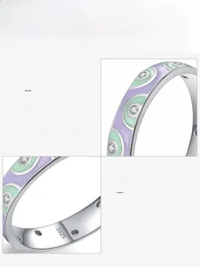 Detail of S925 sterling silver ring featuring lavender enamel and white zircon stones