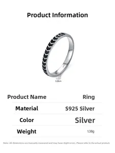 Detail view of S925 sterling silver ring showing arrow texture and S925 hallmark stamp