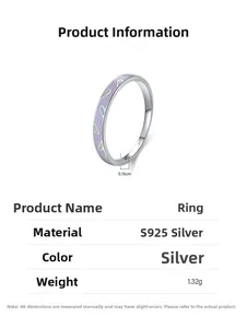Macro shot of 925 sterling silver ring featuring colorful enamel bands and dimensions