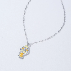 925 Sterling Silver Clownfish Pendant Necklace with Yellow Enamel and Sparkling Zircons