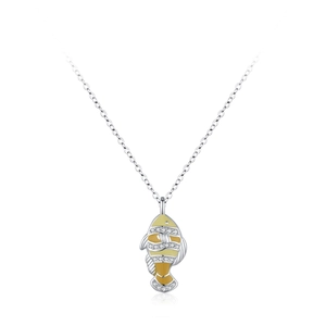 925 silver clownfish pendant necklace with colorful enamel and sparkling crystals