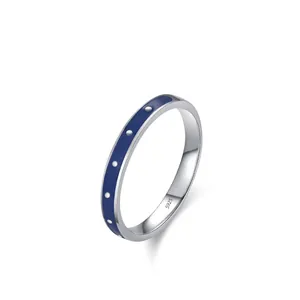925 Sterling Silver Ring For Women Klein Blue Enamel Geometric Simple Band Ring Fashion Vintage Style Jewelry Finger Ring