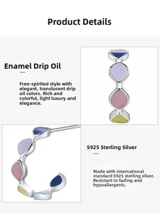 Macro shot of 925 sterling silver colorful enamel glaze stud earrings with high finish