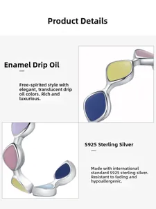 Detailansicht von S925 Sterlingsilber Schmuck mit buntem Emaille-Inlay-Design