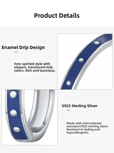 Macro detail of S925 sterling silver stamp and blue enamel coating on the jewelry