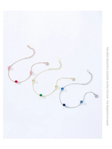 Detailed view of S925 sterling silver bracelets with multi-colored round cubic zirconia