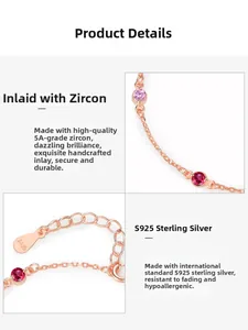 Details einer roségoldenen S925-Silberkette mit rosa Zirkonia und S925-Stempelmerkmal