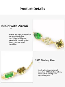 Detailed macro of 925 sterling silver chain with hand-set multi-colored 5A zircons