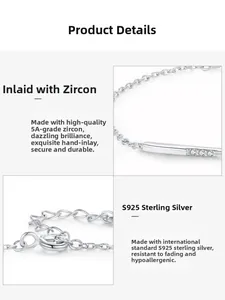 Macro detail of S925 sterling silver bracelet featuring hand-set 5A grade zircon stones