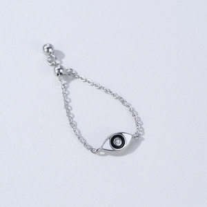 925 sterling silver evil eye chain ring with adjustable design and enamel details