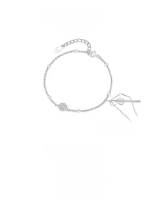 Detail of S925 sterling silver floral bracelet showing extension chain and S925 hallmark