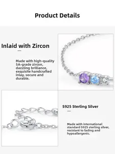 Detailed craftsmanship of S925 sterling silver bracelet with 5A colored cubic zirconia