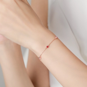 Elegantes 925er Sterlingsilber-Armband in Roségold mit rosa Diamanten für Damen