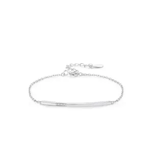 Minimalist 925 Sterling Silver Smile Line Bar Bracelet For Women Elegant Zirconia Inlaid Arc Link Chain Fashion Jewelry