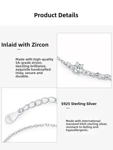 Detailed macro view of S925 sterling silver chain with Lobster clasp and 5A zircon inlay