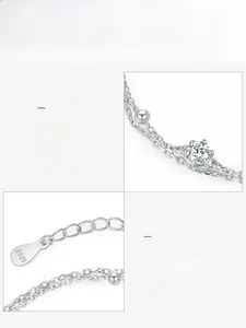Macro detail of S925 sterling silver chain with 5A zircon and hallmark tag