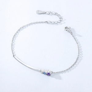 925 sterling silver bracelet for women with three-color cubic zirconia on white background