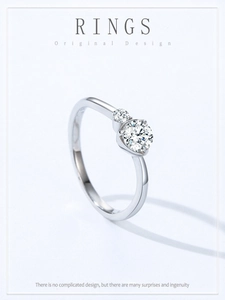 Detailed view of S925 sterling silver ring featuring elegant dual cubic zirconia setting