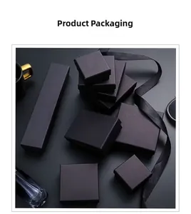 Elegant black minimalist jewelry gift box collection with textured finish for rings