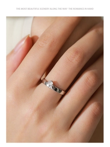 Close-up of a S925 sterling silver ring with a sparkling round solitaire zircon stone