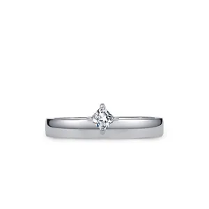 Bague en Argent Sterling S925 Avec Zirconia Taille Princesse Minimaliste Carrée Géométrique Mariage Femme Bijoux Cadeau