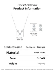 Detailed view of S925 sterling silver four-pointed star necklace and earring jewelry set