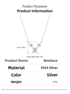 Détail du collier étoile en argent S925 avec dimensions et longueur de chaîne ajustable