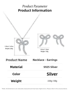 Détails de l'ensemble bijoux nœud en argent S925 serti de zircons cubiques brillants