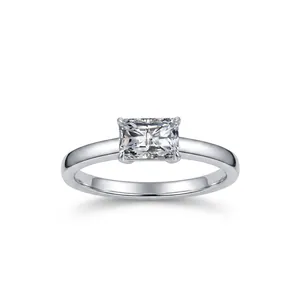 S925 Sterling Silver Square Zirconia Ring Minimalist Emerald Cut Simulated Diamond Engagement Wedding Ring For Women Jewelry