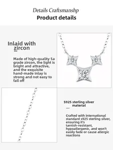 Détail du collier étoile en argent S925 orné de pierres en zircone cubique 5A de qualité