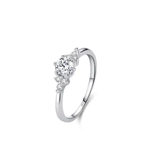 925 Sterling Silver Zirconia Ring Elegant Geometric Round Design Wedding Engagement Ring Luxury Jewelry For Women