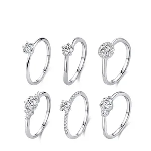 Luxury S925 Sterling Silver Zirconia Ring For Women Elegant Round Solitaire Engagement Wedding Band Fashion Jewelry Gift