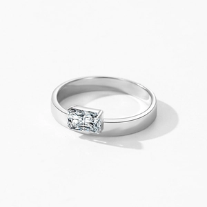 S925 sterling silver square zircon ring with emerald cut minimalist design for women