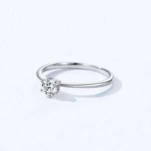 Bague classique en argent sterling S925 avec solitaire à six griffes et zircon brillant